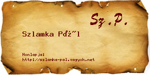 Szlamka Pál névjegykártya